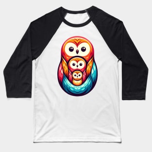 Owl Family of 3 Baseball T-Shirt